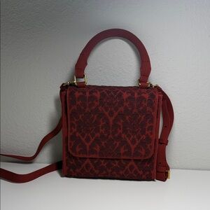 ANTONIO MELANI Red Patterned Top-Handle Satchel